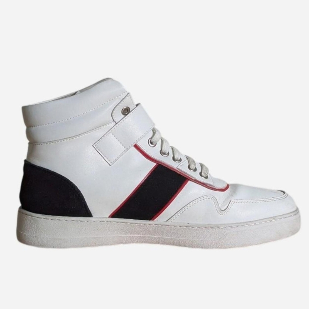Salvatore Ferragamo Gancini white leather high top‎ sneakers with black suede - Picture 2 of 10